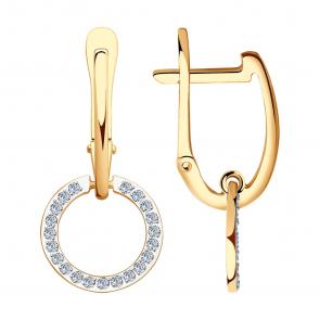 Золотые серьги SOKOLOV с фианитом 029279 фото