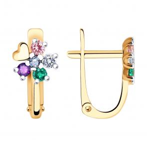 Золотые серьги SOKOLOV с фианитом 029315 фото