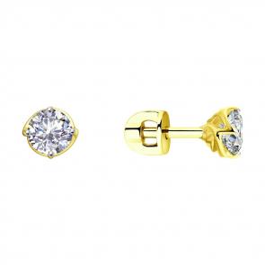 Серьги из лимонного золота SOKOLOV с фианитом 029317-2 фото