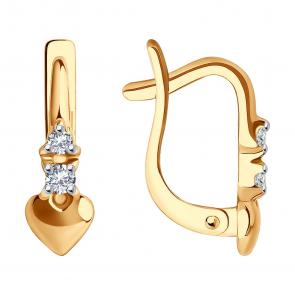 Золотые серьги SOKOLOV с фианитом 029343 фото