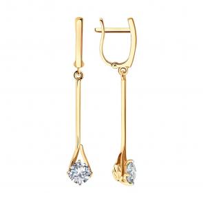 Золотые серьги SOKOLOV с фианитом 029345 фото