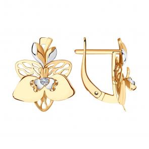 Золотые серьги SOKOLOV с фианитом 029358 фото