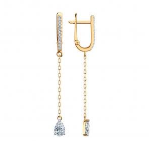 Золотые серьги SOKOLOV с фианитом 029417 фото