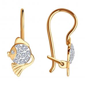 Золотые серьги SOKOLOV с фианитом 029431 фото