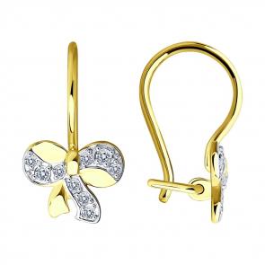 Серьги из лимонного золота SOKOLOV с фианитом 029433-2 фото