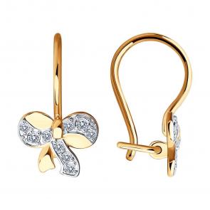 Золотые серьги SOKOLOV с фианитом 029433 фото