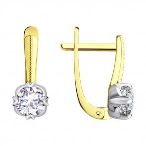 Серьги из лимонного золота SOKOLOV с фианитом 029442-2 фото