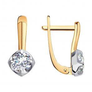 Золотые серьги SOKOLOV с фианитом 029453 фото