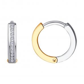 Золотые серьги-трансформеры SOKOLOV с фианитом 029463 фото