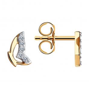 Золотые серьги SOKOLOV с фианитом 029464 фото