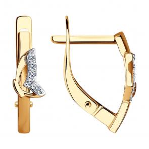 Золотые серьги SOKOLOV с фианитом 029466 фото