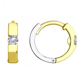 Серьги из лимонного золота SOKOLOV с фианитом 029475-2 фото