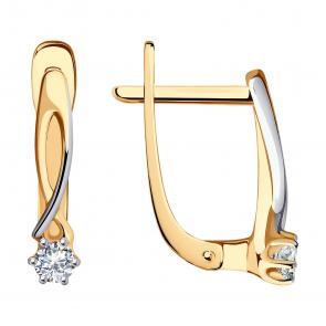 Золотые серьги SOKOLOV с фианитом 029483 фото