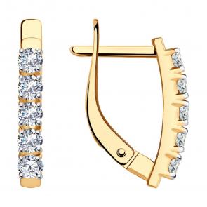 Золотые серьги SOKOLOV с фианитом 029484 фото