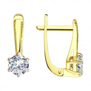 Серьги из лимонного золота SOKOLOV с фианитом 029488-2 фото