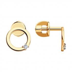Золотые серьги SOKOLOV с фианитом 029499 фото