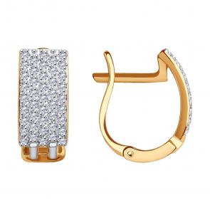 Золотые серьги SOKOLOV с фианитом 029500 фото