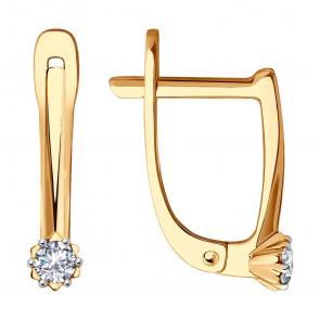 Золотые серьги SOKOLOV с фианитом 029517 фото