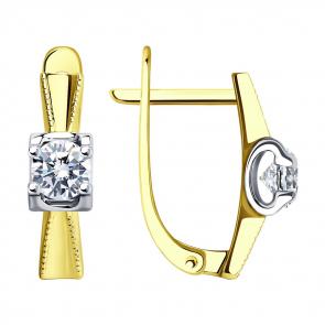 Серьги из лимонного золота SOKOLOV с фианитом 029524-2 фото