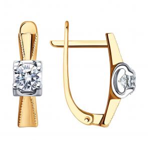 Золотые серьги SOKOLOV с фианитом 029524 фото