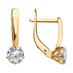 Золотые серьги SOKOLOV с фианитом 029526 фото