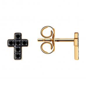 Золотые серьги- кресты SOKOLOV с фианитами 029559 фото