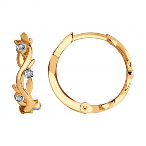 Золотые серьги SOKOLOV с фианитом 029566 фото