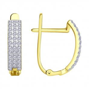 Серьги из лимонного золота SOKOLOV с фианитом 029576-2 фото