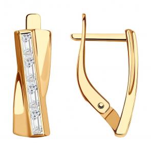 Золотые серьги SOKOLOV с фианитом 029582 фото