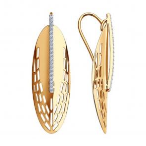 Золотые серьги SOKOLOV с фианитом 029608 фото