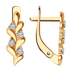 Золотые серьги SOKOLOV с фианитом 029616 фото