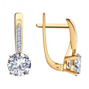 Золотые серьги SOKOLOV с фианитом 029647 фото