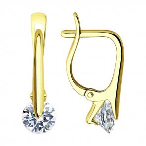 Серьги из лимонного золота SOKOLOV с фианитом 029668-2 фото