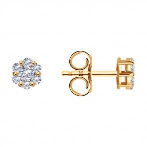 Золотые серьги SOKOLOV с фианитом 029679 фото