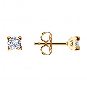 Золотые серьги SOKOLOV с фианитом 029709 фото