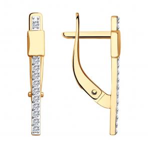 Золотые серьги SOKOLOV с фианитом 029710 фото