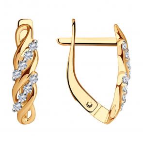 Золотые серьги SOKOLOV с фианитом 029711 фото