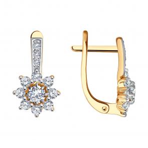 Золотые серьги SOKOLOV с фианитом 029719 фото