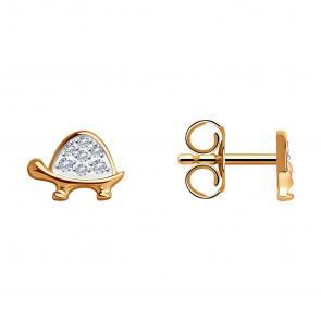 Золотые серьги SOKOLOV с фианитом 029743 фото