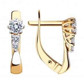 Золотые серьги SOKOLOV с фианитом 029745 фото