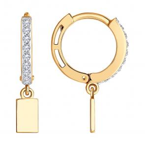 Золотые серьги SOKOLOV с фианитом 029752 фото