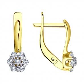 Серьги из лимонного золота SOKOLOV с фианитом 029755-2 фото