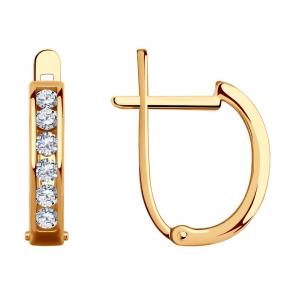 Золотые серьги SOKOLOV с фианитом 029756 фото