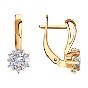 Золотые серьги SOKOLOV с фианитом 029760 фото