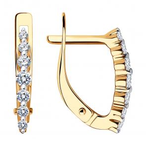 Золотые серьги SOKOLOV с фианитом 029761 фото