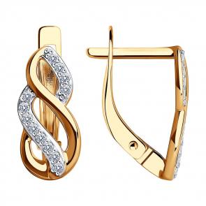 Золотые серьги SOKOLOV с фианитом 029777 фото