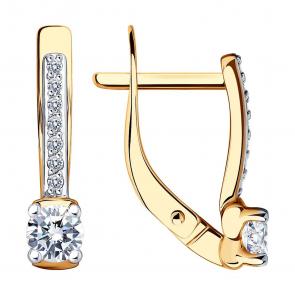 Золотые серьги SOKOLOV с фианитом 029785 фото