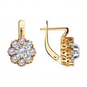 Золотые серьги SOKOLOV с фианитом 029795 фото