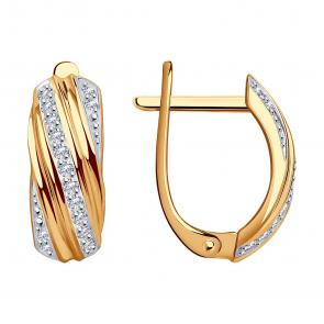 Золотые серьги SOKOLOV с фианитом 029813 фото