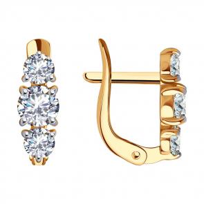 Золотые серьги SOKOLOV с фианитом 029814 фото